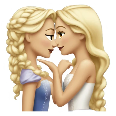 2 women princesses couple blonde kiss sticker