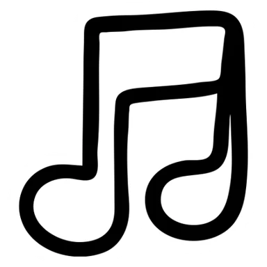 music icon, hand-drawn black outlined style sticker