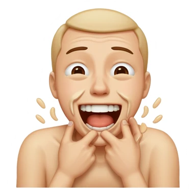 A person choking themselves and laughing and crying sarcastically  sticker