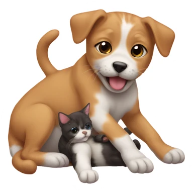 Kitten wrestling a dog sticker