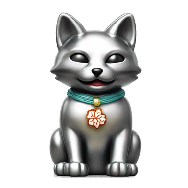 fully chrome fox statue in the form of maneki neko sticker