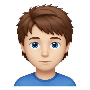 Fluffy brown hair whit blue eyes boy sticker