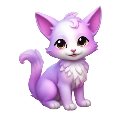 Kawaii colorful bright light pastel lilac-pink-white-gradient fantasy ethereal anthro fursona animal creature sticker