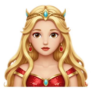 Freya, Goddess of Love from Gods and Goddesses with long golden blonde hair, red sequin outfit sticker