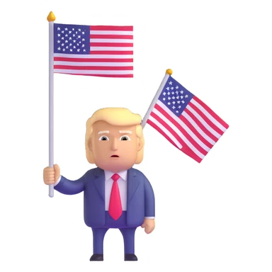 Donald Trump holding USA flag sticker