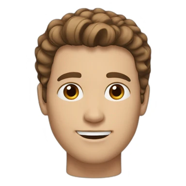 white guy, Brown eyes, Brown hair half divising cut with méedium size hair sticker