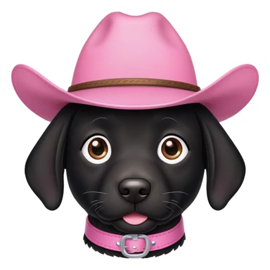 Black lab with pink cowboy hat sticker