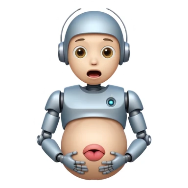 boy robot looking surprised with pregnant and looks funny and has a freaky tounge sticker
