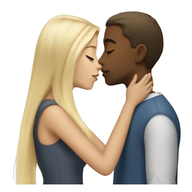 Blonde straight hair girl kisses a very tall brunette boy sticker