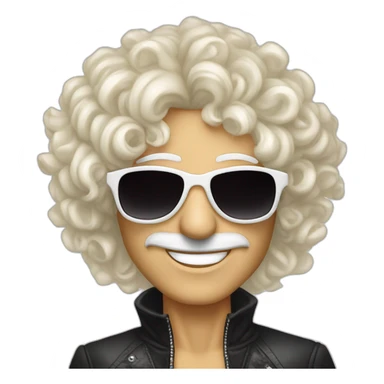 michel polnareff with white sunglasses and long curly blond hair sticker