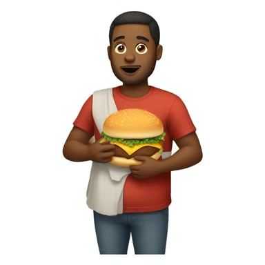 Pregnant guy holding a hamburger sticker