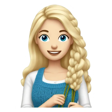 beautiful finnish blond hair woman with blue eyes knitting floral  sticker