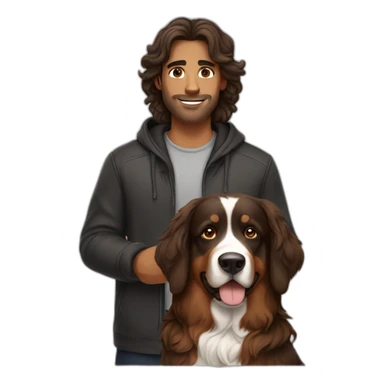 Brown long hair guy with Bernese mountain dog sticker