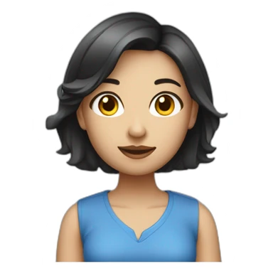 Beatiful architect girl with short dark hair and blu shirt sticker