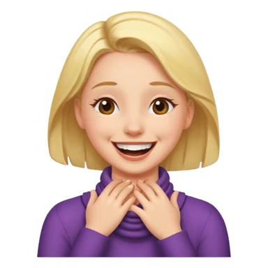 A girl with her hands around her neck laughing  sticker