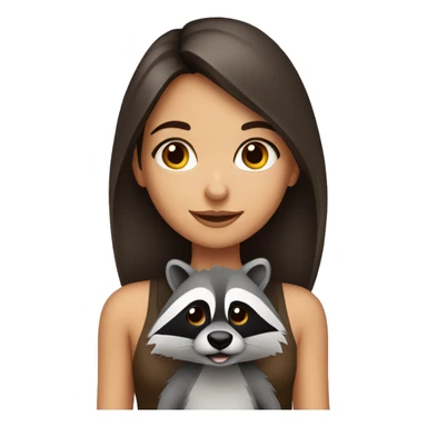 Brunette girl with raccoon  sticker