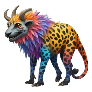 a colorful edgy vernid-fionbri-animal-creature with splash patterns full body sticker