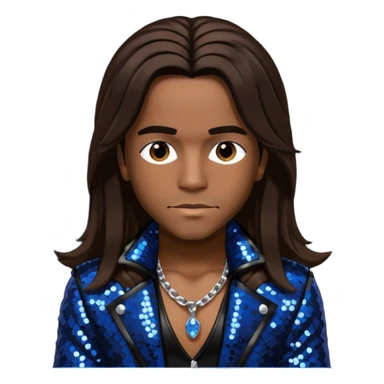 Spectacular from Pretty Ricky with long dark brown hair, black sequin outfit sticker