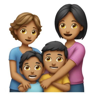 Emoji of a family with 3 kids mom is a phillipines and das is indian  sticker