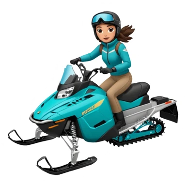 Can you create an emoji of a brunette girl on a teal polaris khaos 850 155 snowmobile doing a wheelie sticker