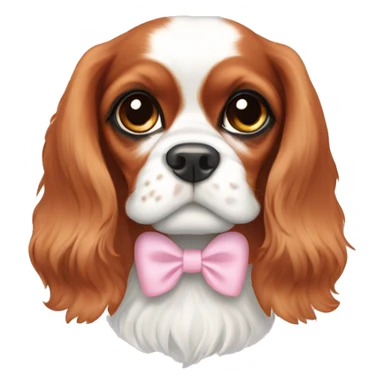 Cavalier King Charles spaniel with light pink bows on ears sticker