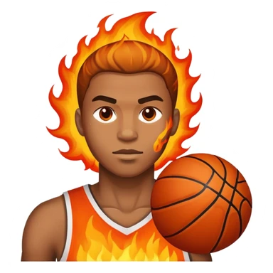 Crazy basketball player with fire sticker