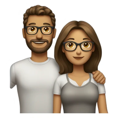 couple with browhair woman with glasses sticker