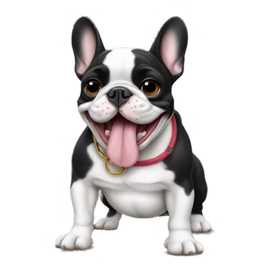 French bulldog doing hang loose. His color is black. Show just the face sticker