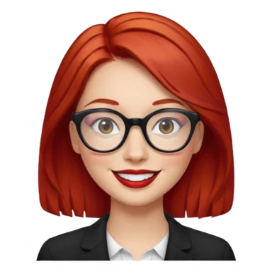 red hair with red lipstick and glasses sticker