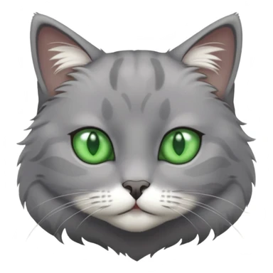 grey cat with green eyes and white stain below the neck sticker