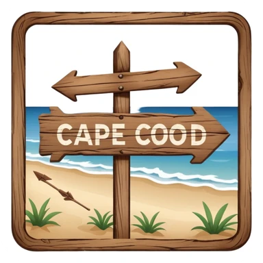 “Rustic wooden sign that says ‘Cape Cod’ with arrows pointing to beach and town” sticker