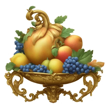 vintage highly detailed rococo cornucopia  sticker