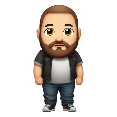 chibi chubby gamer dad w/ tattoo on his right arm and full brown beard sticker