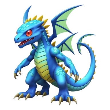 A 3D CGI model of a randomly-colored cool badass Fakémon-Pokémon-Digimon-Spectrobe-creature (full body) sticker