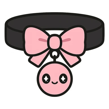 BLACKPINK-inspired gothic choker, no hearts, black and pink, cute and stylish, kawaii style sticker