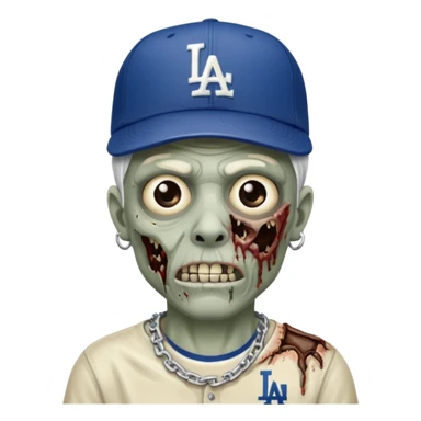 Zombie con gorra de los Dodgers y cadena de plata  sticker