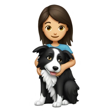 brunette hugging border collie sticker