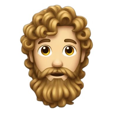 long curled hair man with beard sticker
