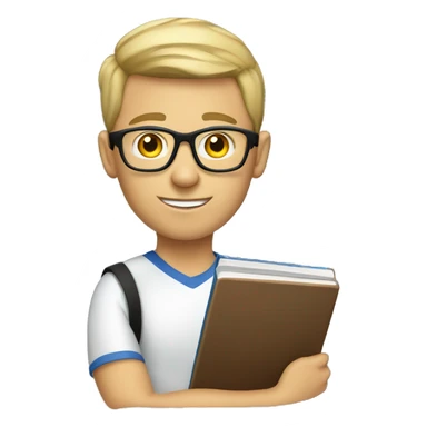 white young soccer coach with eyeglasses holding a notebook sticker