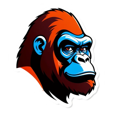 gorilla with blank face side eye sticker
