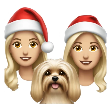 George Clooney blonde woman holding Yorkshire terrier wearing red santa hats sticker