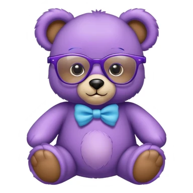 cute teddy bear that is colorful, blue, violet, lilac, baby blue. This teddy bear wears glasses and is the mascot sticker
