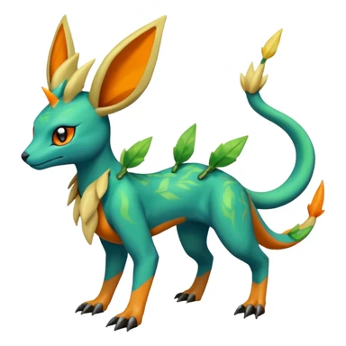 Leafeon-Salandit-Electrike-Zeraora-Fakémon-hybrid-creature (full body)  sticker