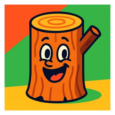 happy log, cartoon style, smiling face, playful expression, vibrant colors sticker