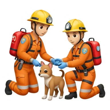 Kasklı Arama Kurtarma Görevlileri saving an animal sticker
