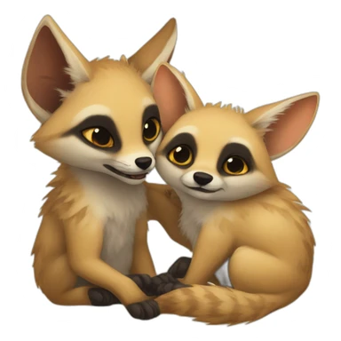 Fennec hugging a hyena sticker
