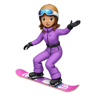 Woman with brown hair snowboarding in Japan 3d sticker
