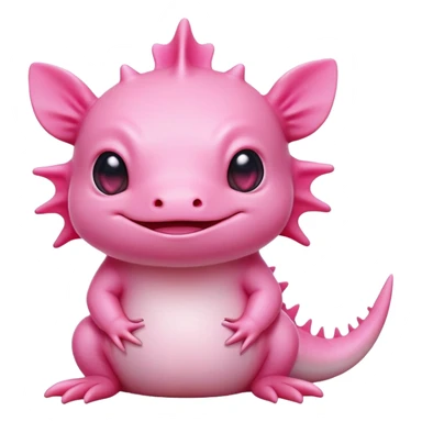 cinematic-[axolotl]-realistic-full-body-sitting-emoji,-head-tilted-dramatically,-pink skin,-simplified-yet-realistic-focused-features,-highly-detailed,-glowing-with-an-almost-sarcastic-glow sticker