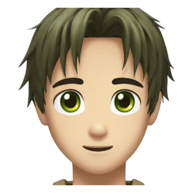 Eren Yeager with long hair and green eyes sticker