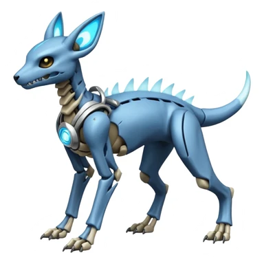 futuristic Skeleton-Cyborg-Manectric-Electrike-Cubone-Umbreon-Marowak-Draco-Fakémon-hybrid-creature (full body), 4 legs sticker